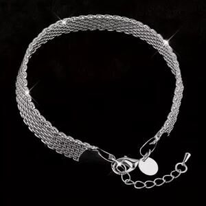 925 Sterling Silver 10mm Chain Mesh Adjustable Woman's Anniversary Birthday Gift